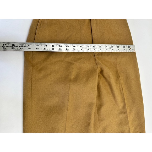 Vintage 70s High Waisted Trousers Camel Brown Wool Women's Tailored Pants Sz 4 - Picture 4 of 9